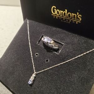 10k white gold amethyst and diamond necklace and ring set from Gordon's Jewelers